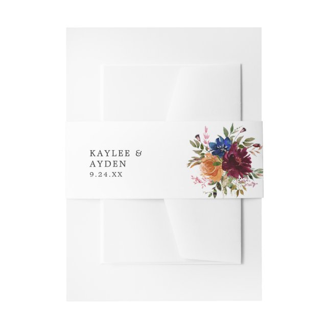 Burgund & Navy Orange Fall Floral Einladungsbanderole (Vorderseite Beispiel)