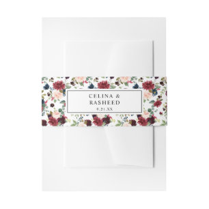 Burgund & Navy, Rosa Rosa Blüte 3 Einladungsbanderole