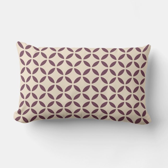 Burgund Off-White Blume Petal Geometric Muster Lendenkissen (Vorderseite)