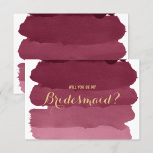 Burgund ombre Wasserfarbe meine Bridesmaid Einladung