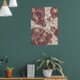 Burgund Orchidee Botanischer Floraler Kunstdruck Poster