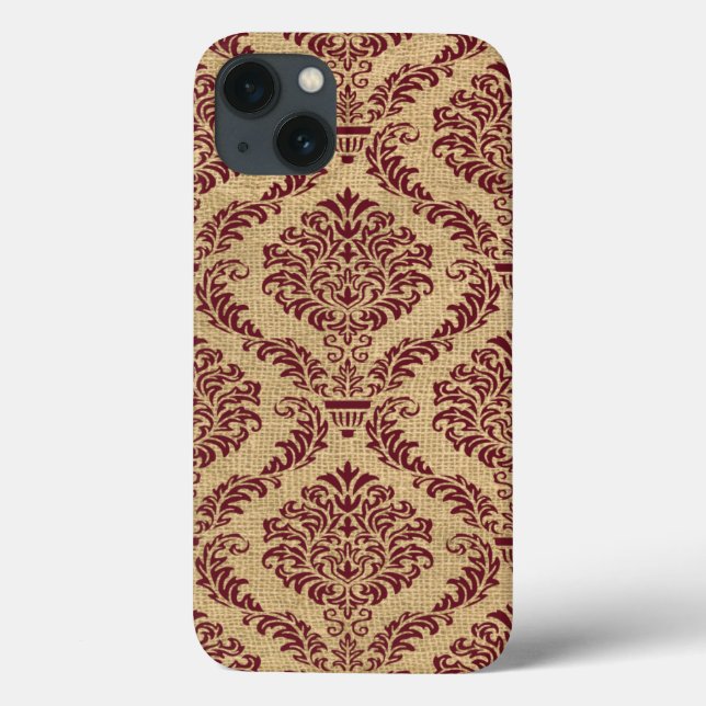 Burgund Pariser Moods Damask Case-Mate iPhone Hülle (Rückseite)