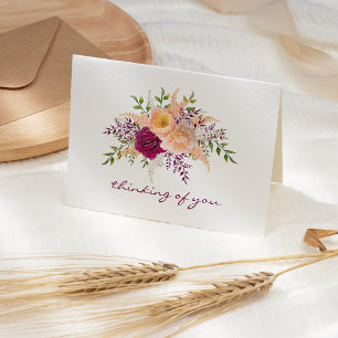 Burgund Peach Peony Floral Bouquet Beileid Karte