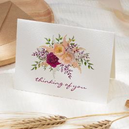 Burgund Peach Peony Floral Bouquet Beileid Karte