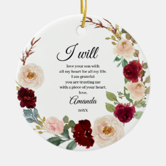 Burgund Personalisierte Mutter der Blüte Keramik Ornament