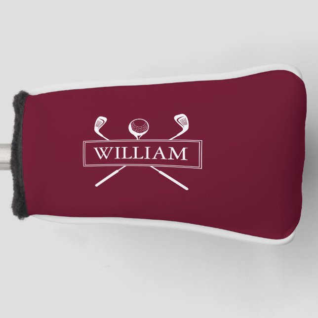 Burgund Personalisierte Namensklubs und Ball Golf Headcover (Vorderseite)