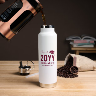 Burgund personalisiertes Namensgeschenk zur Abschl Trinkflasche
