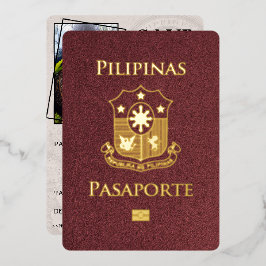Burgund Philippinen Pass Save the Date Folieneinladung