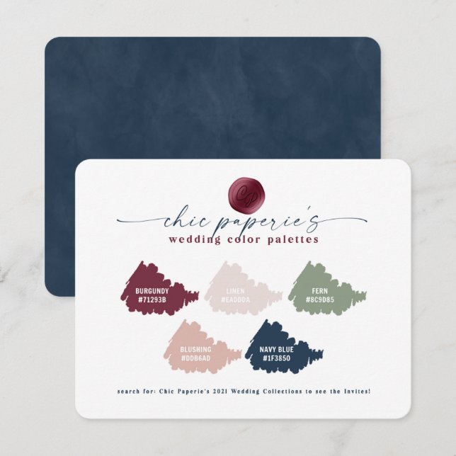Burgund & Pink 2021 Palette Hochzeitsfarben (Vorne/Hinten)