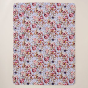 Burgund Pink Blauer Blumengarten Wasserfarbe Sherpadecke