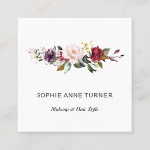 Burgund Pink Blume Beruflich Schönheitssalon Quadratische Visitenkarte