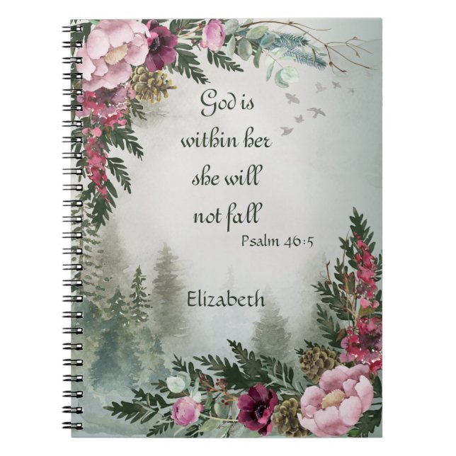 Burgund Pink Blume Forest Psalm Prayer Journal Notizblock (Vorderseite)