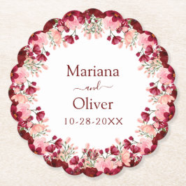 Burgund-Pink-Blume Hochzeit Untersetzer