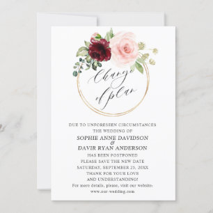 Burgund-Pink-Blume Hochzeitwechsel Einladung
