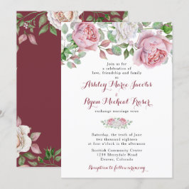 Burgund Pink Chic Rose Blumenzwiebeleinladung Einladung