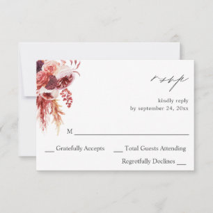 Burgund & Pink Floral 8A UAWG RSVP Karte