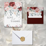 Burgund Pink Liebe & Danke Hochzeit<br><div class="desc">"Liebe & Dank". Schöne, moderne und elegante Bordeaux mit rosa und rot-grünen Blume. Diese "Danke" Karte ist elegant & romantisch und ein ganzjähriges Design. Jenseits von Raffinesse. Eine einfache und schicke Typografie wird auch hinzugefügt, um diese Karte fertig zu machen, ich in einer jenseits schönen Präsentation, um allen Ihren geladenen...</div>