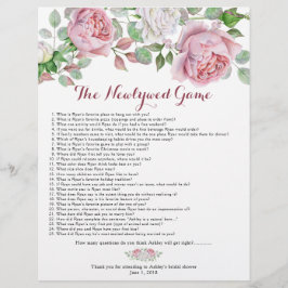 Burgund Pink Rose Brautparty Games Flyer