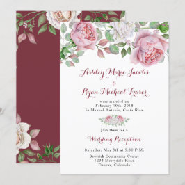 Burgund Pink Rose Post Hochzeit Empfang nur Einladung