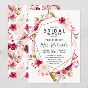 Burgund & Pink Terrarium Bridal Dusche Einladung