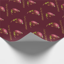 Burgund Poinsettias Weihnachtswrapping Paper
