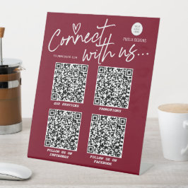 Burgund QR-Code verbinden uns mit modernen Netzwer Sockelschild