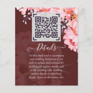 Burgund QR-SCANNINGSCODE Hochzeits-Webseite Detail Flyer
