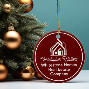 Burgund-Realfirmen-Personalisierter Immobilienmakl Keramik Ornament