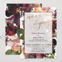 Burgund Red Floral & Gold Elegant Wir sind dabei Einladung
