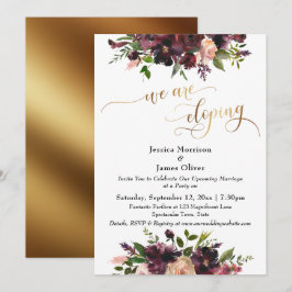 Burgund Red Floral & Gold Elegant Wir sind dabei Einladung