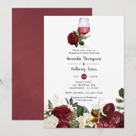 Burgund Red Floral Wine Degustations Party Einladung