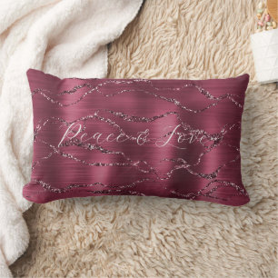 Burgund Red Glitzy Glitzer Streifen Lendenkissen