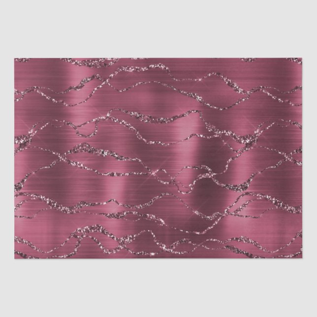 Burgund Red Glitzy Glitzer Streifen Seidenpapier (Vorderseite)