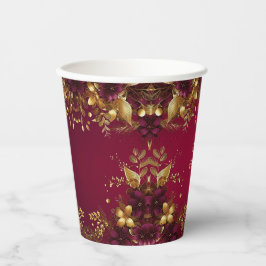 Burgund Red Gold Blume Holiday Paper Cups Pappbecher
