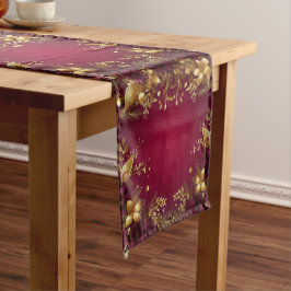 Burgund Red Gold Blume Holiday Table Runner Mittelgroßer Tischläufer