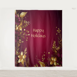 Burgund Red Gold Blume Urlaub Hintergrund Wandteppich