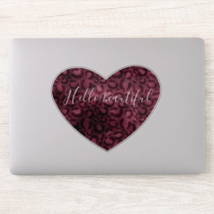 Burgund Red Leopard Print Heft Schönes Zitat Aufkleber