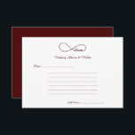 Burgund Red Liebe Wedding Wish & Advice Cards Hinweiskarte<br><div class="desc">Einfache,  elegante und klassische Burgund Red Liebe Infinity Wedding Wishings & Advice Cards. Ideal für Hochzeiten,  Brautpartys,  Hochzeitsessen und Hochzeitsfeiern. Passen Sie den Text an,  damit er Ihren Bedürfnissen zur Party-Feier entspricht.</div>