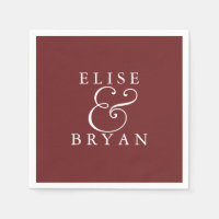 Burgund Red Simple Modern Elegante Wedding Napkin