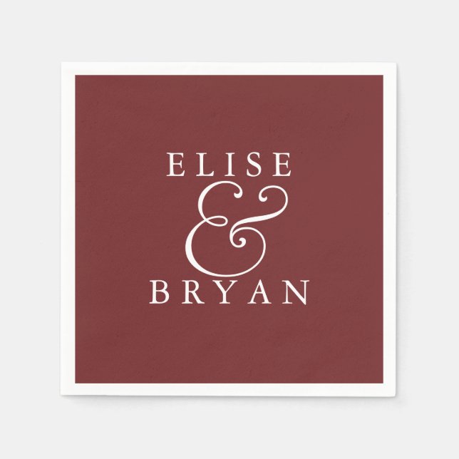 Burgund Red Simple Modern Elegante Wedding Napkin Serviette (Vorderseite)
