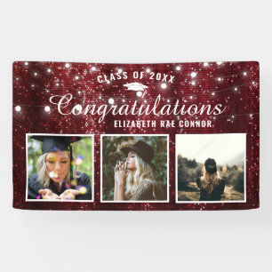 Burgund Red Sparkle Abschluss Foto Banner