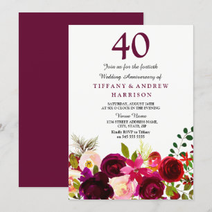 Burgund Red Wedding Jubiläum Einladung für alle Ja