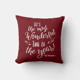 Burgund Red Wonderful Time of the Year XMAS Kissen