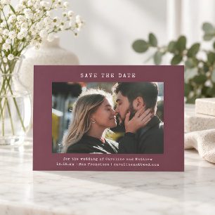 Burgund Retro Schreibmaschine Hochzeitsfoto einfac Save The Date
