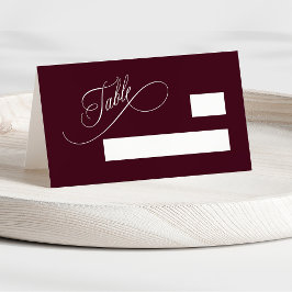 Burgund-Romantische Hochzeit Wirbler Typografie Platzkarte