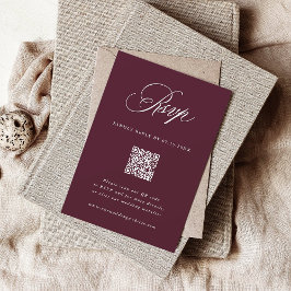 Burgund-Romantische Kalligrafie-Hochzeitserklärung RSVP Karte