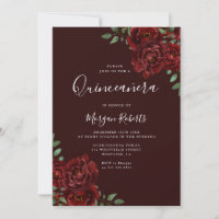 Burgund Romantische Rote Rosen Quinceanera Party