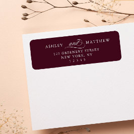 Burgund-Romantische Wirble Kalligraphie-Rücksendea