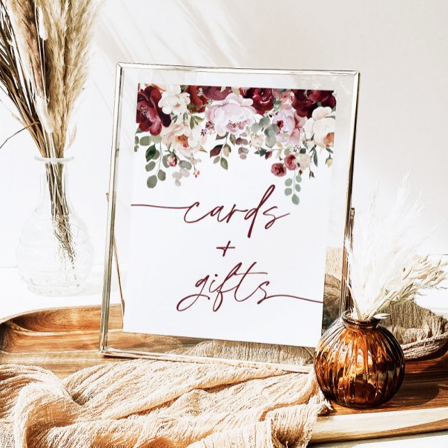 Burgund Rosa Blume Karten und Geschenke Zeichen Poster (Von Creator hochgeladen)