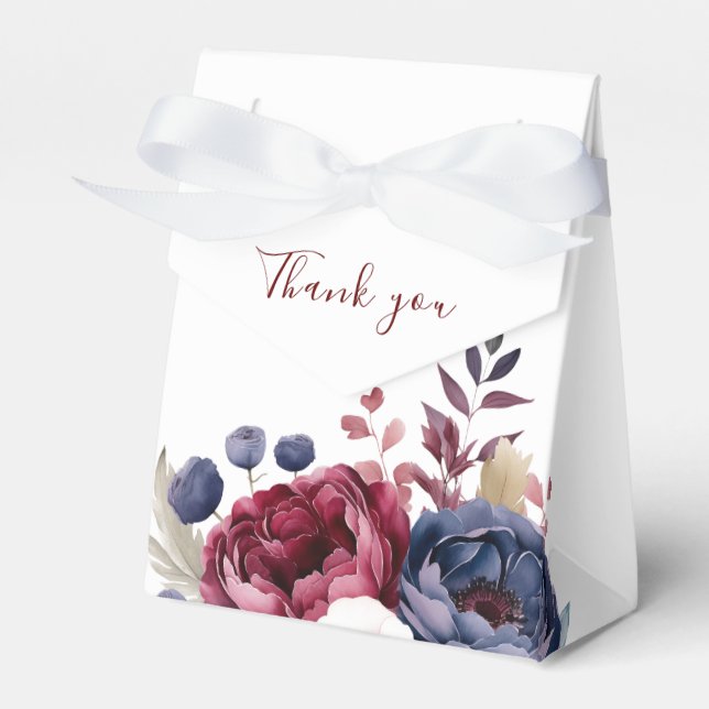 Burgund Rosa Blütenfarbenhochzeit Geschenkschachtel (Vorderseite)